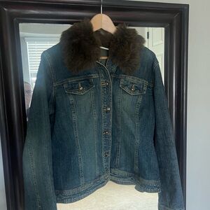 Axcess by Liz Claiborne Denim Jacket with Faux Fur Trim